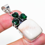 Scolecite, Diopside Handmade 925 Sterling Silver Pendant 2.25 s2f58