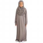 Laste palvekleit Moslemi riided t&uuml;drukutele Pikkade varrukatega abaya koos hijabiga Kaheosaline maksikomplekt Sall Kaftan Jilbab tume vanilje v&auml;rv