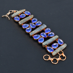 Kyanite, Blue Topaz Handmade Copper Jewelry Bracelet 7-8 j7g12
