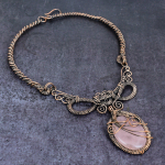 Rose Quartz Handmade Copper Wire Wrap Jewelry Necklace 18 d1p09