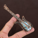 Republic Larimar Handmade Copper Wire Wrap Guitar Pendant 4.53 m8h21