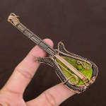 Green Opal Handmade Copper Wire Wrap Guitar Pendant 4.53 w0w49