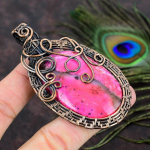 Pink Dendritic Handmade Copper Wire Wrap Jewelry Pendant 3.35 r0f19