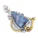 Ruby in Fuchsite Ethnic 925 Sterling Silver Jewelry Two Tone Pendant 2.17 a8m08