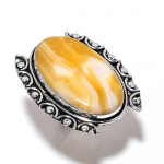 Yellow Septarian Handmade 925 Sterling Silver Jewelry Ring Size 7 i1t72