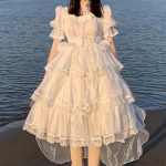 Sinine T&auml;iskasvanute Kleit Suur Lill Pulmakleit Lolita Kleit OP Lolita Imeilus P&otilde;genev Kohev Saba Printsessi Kleit XXL valge
