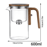 Klaasist Teekann Veekeetja Teekurn 520ML/720ML Teekann Vee eraldus Sisemine Magnet &Uuml;he kl&otilde;psuga Magnetiline Tee filtreerimise Tassikomplekt brown