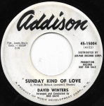 7-tolliline plaat DAVID WINTERS - Sunday Kind Of Love / Princess 4515004PROMO Addison Records 1959 USA Pop Kasutatud