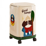 Trash Can with 360&deg; Universal Wheels and Lid Bathroom Wheelie Bin 9 Inchx9 Inchx14 inch Wastebasket