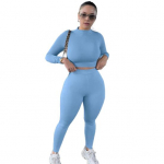 Naiste vabaaja treeningu kahest osast koosnevad komplektid, pikkade varrukatega l&uuml;hike topp, k&otilde;rge v&ouml;&ouml;kohaga retuusid, slim-fit jogger-spordidressid M roosa