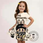 T&uuml;drukute L-LABUBU-A 3D-prinditud kleit Uus suvine multifilm Y2K 2000ndate stiil M&auml;nguline peoriie Hingav Kuum m&uuml;&uuml;k Taskukohane 140