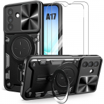 Coque de Protection - BOOLING - Samsung Galaxy A17 4G/5G - Anneau et Cache Cam&eacute;ra - Noir - 2 Vitres