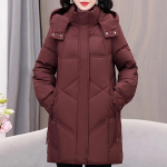 Suur suurus XL-5XL Mood Talvemantel Naissoost Pikk Parka Kapuutsiga Paks Soe Vabaaja Keskealiste Naiste Jakk 4XL punane