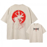 Anime Berserk Guts Acid Ts&auml;rk Retro Vintage Pestud Graafilised T-s&auml;rgid Meeste Harajuku Puuvillane vabaaja l&uuml;hikeste varrukatega T-s&auml;rgid Unisex 4XL