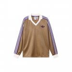 Adidas Originals Trefoil Triip Logotr&uuml;kiga V-kaelusega Pikkade varrukatega T-s&auml;rk Meeste Topid Pruun IB3438 M