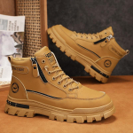 Meeste vintage-stiilis lumesaapad - Vabaaja poolpikkuses talvesaapad paelkinnitusega, &uuml;mara ninaosa ja vastupidava PVC-tallaga, Talvesaapad 44 khaki