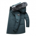 Sulejope meeste talveparka pikk meeste karusnahast krae jakk Moodne riietus paks mantel k&uuml;lma ilmaga pikk meeste jope XXL roheline