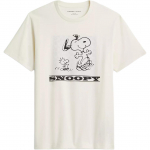 Coach X Peanuts SS25 Snoopy Signature Ruuduline Orgaanilisest Puuvillast &Uuml;mmarguse Kaelusega T-s&auml;rk Meeste Topid Kreemjas CAF64-CHK S