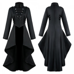 Gooti s&otilde;jav&auml;ejakk frakk naistele Steampunk smoking &uuml;likond vintage k&otilde;rge madala servaga trench-coat p&auml;&auml;sukese saba kalasaba t&auml;iskasvanutele XXXL must
