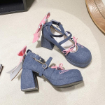 Moodsad kingad naistele Armsad magusad Jaapani JK Lolita &uuml;hed kingad K&otilde;rge kvaliteediga rihmikud platvormiga k&otilde;rged kontsad Naiste Mary Jane kingad Tacones 35 denim