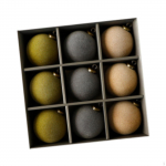 9Pcs Flocked Christmas Balls Ornaments Charm Pendants 8 cm Sturdy Tree Hanging Decorations