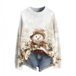 Naiste naljakas naiste j&otilde;ulukampsun &uuml;mara kaelusega j&otilde;ulukampsun j&otilde;uluriietus kole kampsun j&otilde;ulukost&uuml;&uuml;m XL valge