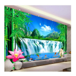 M&auml;girohu juga tapeet Loodusmaastik Suur seinamaal Elutuba Magamistuba Roheline bambus 3D tapeet 200 cm(W) x 140 cm(H) blue