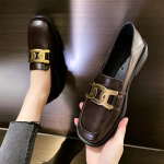 Luksuslikud metallketiga Oxfordi kingad Naistele Ruudukujulise varba Loaferid Must/Pruun Nahast Lamedad Kingad Naistele Moccasins Kontori Igap&auml;evased Tossud 35