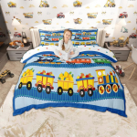 Homewish Laste Multikate Auto Tekikott Komplekt 2tk/3tk, Armas Rong Veoauto Traktor Voodipesu, Transporditeemaline Voodikomplekt DE S 135x200cm 2pcs&set