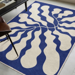 Voolav sinine laineline piirkonnamatt Abstraktne orgaaniline disain Moodne ruudukujuline vaip Koduaktsent 60*90cm