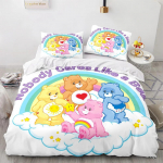 Multikas Anime Care Bears Tekikott Komplekt Kawaii Carebears Tekikott Padjap&uuml;&uuml;ri Komplekt Laste Voodipesu Komplekt Dekoratsioon T&auml;is Kuninganna Kuningas Suurus 90x200cm