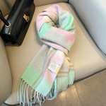 69 V&auml;rvi Villane Naiste Sall Luksuslik Ka&scaron;miir Talvine Tekk Sallid Vabaaja Ruuduline Tr&uuml;kis Pashmina Bufanda Poncho Sallid Echarpe 32x180cm white