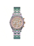 Guess Naiste Kristallidega Iridescent Roostevabast Terasest Moodne Kronograafkell Sobib Igap&auml;evaseks Peo Kandmiseks Puhkusepeo Kingituseks GW0440L3 vikerkaar