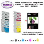 20 cartouches compatibles LC1000XL pour Brother DCP 105CN 130C 135C 150C 153C 330C 330CN 350C+20f A6 brillantes -T3AZUR