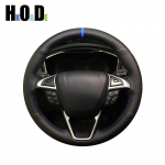 Car Steering Wheel Cover For Ford Mondeo 2014- Edge Galaxy S-Max 2015 2016 2017 2018- hand sew DIY Artificial Leather Gray Thread