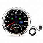GPS-spidomeeter tahhomeetriga 8000 p/min DC9 kuni 32V IP67 veekindel 0 kuni 160 MPH Punane taustavalgustus T&auml;pne paadi ATV jaoks Black Dial Silver Bezel