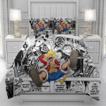 Luffy 3D Tekikott mehed naised/Lapsed KID Tr&uuml;kitud One Piece multifilm Voodipesu komplekt Tekk Voodi Pehme 135x200cm 3pcs gray