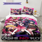 Oshi No Ko Muster Voodipesu, Tekikomplekt Tekikate Padjap&uuml;&uuml;r Kodu S&uuml;nnip&auml;evakingitus (1 * tekikott + 2 * padjap&uuml;&uuml;ri, ilma s&uuml;damikuta) 135x200cm
