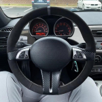 K&auml;sitsi &otilde;mmeldud must seemisnahk BMW Z4 E85 jaoks (Roadster) 2003-2008 E86 (Kupee) 2005-2008 Auto roolikate Black Thread