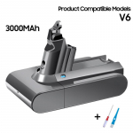 Laetav liitiumaku Dyson V10 V8 V7 V6 seeria DC62 SV09 SV10 SV11 SV12 k&auml;sitolmuimeja asendusaku jaoks For V6 3000mAh