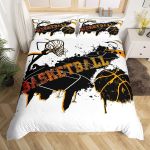 Korvpalli tekikate komplekt QueenSpordi m&auml;ngude tekkikate poistele t&uuml;drukuteleMust grafitiga voodipesukomplekt Spordi voodikate kate EU Single(135*200cm)3pcs black