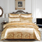 3/4 tk Luksuslik Satiin Žakard Voodipesukomplekt Hotell Palee Stiilis Tekikott Kuningas Suurusega Voodi Linane Elegantne Kodu Dekoor & Pulmakingitus EU Single(135*200cm)3pcs beige
