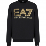 Emporio Armani EA7 SS24 Kirjalogo Tr&uuml;kitud &Uuml;mmarguse Kaelusega Pusa Pikkade Varrukatega Huppar Meeste huppar Must 3DPM63-PJSHZ-0208 S