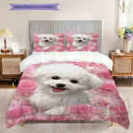 Bichon Frise Muster Voodipesu Tekikott Komplekt Tekikoti Kate Padjap&uuml;&uuml;r Kodu Kaunistus S&uuml;nnip&auml;eva Kingitus (1 * tekikott + 2 * padjap&uuml;&uuml;ri, ilma s&uuml;damikuta) 135x200cm