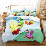 Happy Tree Friends Voodipesukomplekt &Uuml;heinimese Twin T&auml;iskasvanu Queen King Suuruses Voodikomplekt T&auml;iskasvanu Laste Magamistuba Tekikoti Komplektid Anime EU Single(135*200cm)3pcs