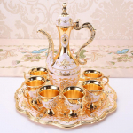 Vintage Metallist T&uuml;rgi Kohvipoti Komplekt Euroopa Stiilis Teekomplekt 6 Luksuslikku Veiniklaasi Tee Serveerimiseks Zamzam Veini Kohvi Cappuccinot