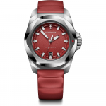 VICTORINOX I.N.O.X. Meeste kvartsikell, 41 mm, punane sihverplaat, punane kummirihm, roostevabast terasest analoog, 200 m veekindel, l&ouml;&ouml;gikindel, antimagnetiline,