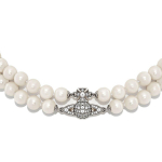 Vivienne Westwood Graziella P&auml;rl Choker Naiste kaelakee H&otilde;be Messing Kuupmeetriline Tsirkooniumoksiid 6303002102P132P132 Box,W1