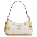 Coach Teri 24 Br&auml;ndi logo Lilleline tr&uuml;kis Krokodillinahast kandekott Crossbody &otilde;lakott Keskmine Naiste kotid H&otilde;bedane Valge CAL45-SVCAH Basic Set (Bag+Dust Bag)