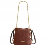 Coach Faye 18 Kuldse Logoga Kopp-kott Suede Nahast Sile Nahk Crossbody &Otilde;lakott Mini Vintage Pruun Naiste kotid CDC42-IMYEF Basic Set (Bag+Dust Bag)